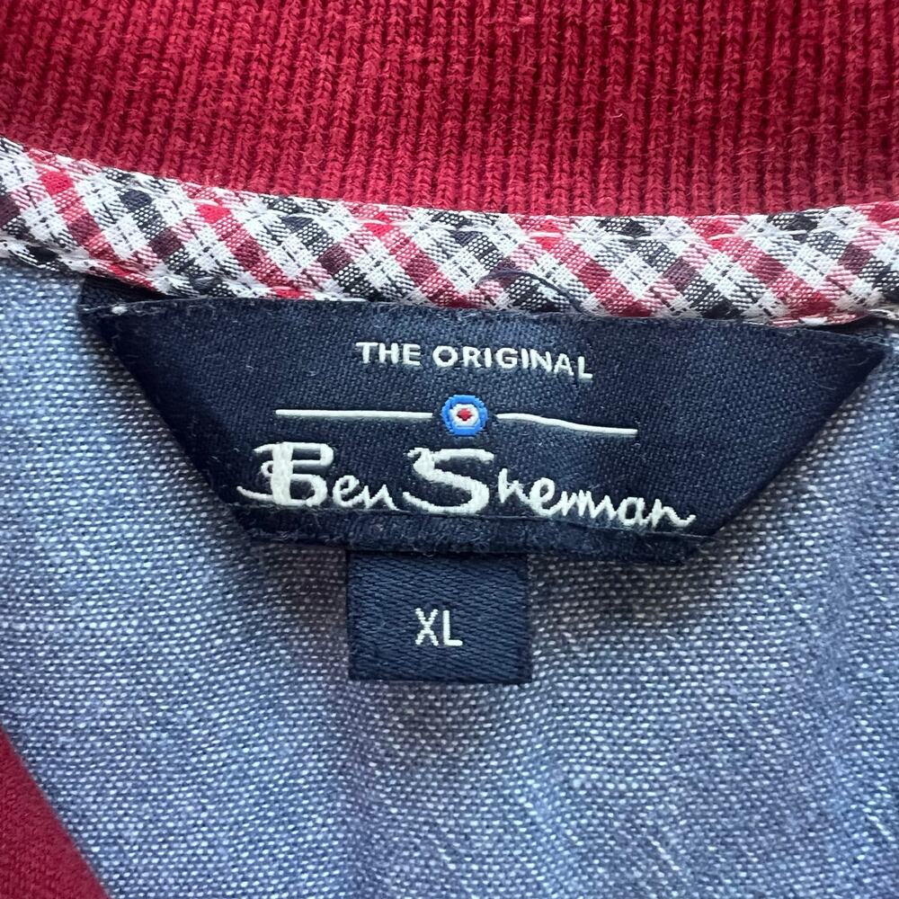 Ben Sherman XL 1/4 Zip Pullover Red Gray Colorblock Knit Sweater - Picture 4 of 14